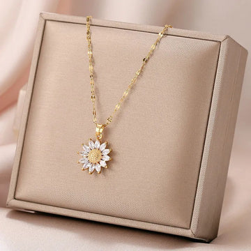 Jennie – Sunflower Necklace crafted from Crystal and Gold Plating