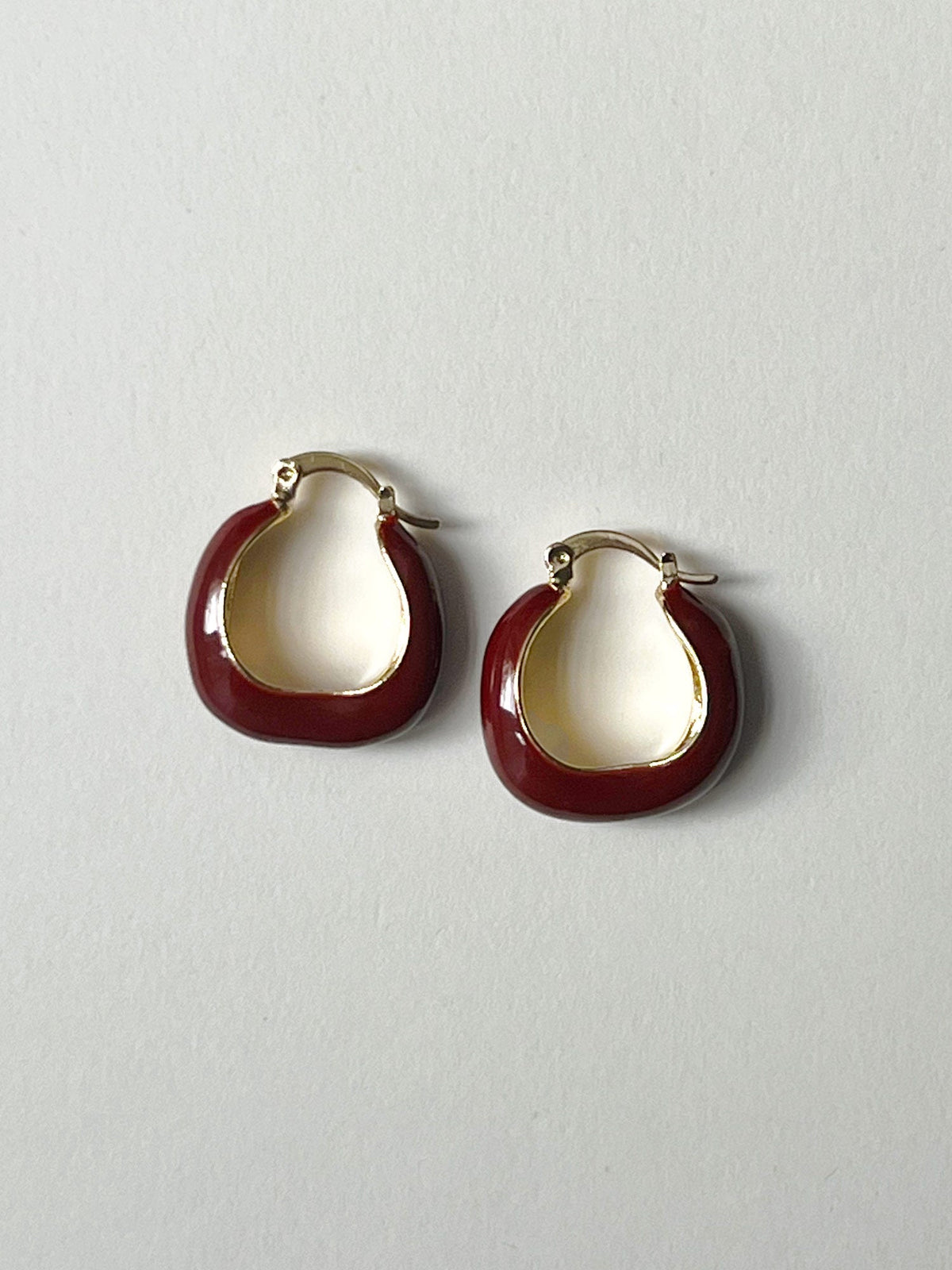 Wine Red Elegant Enamel Hoops