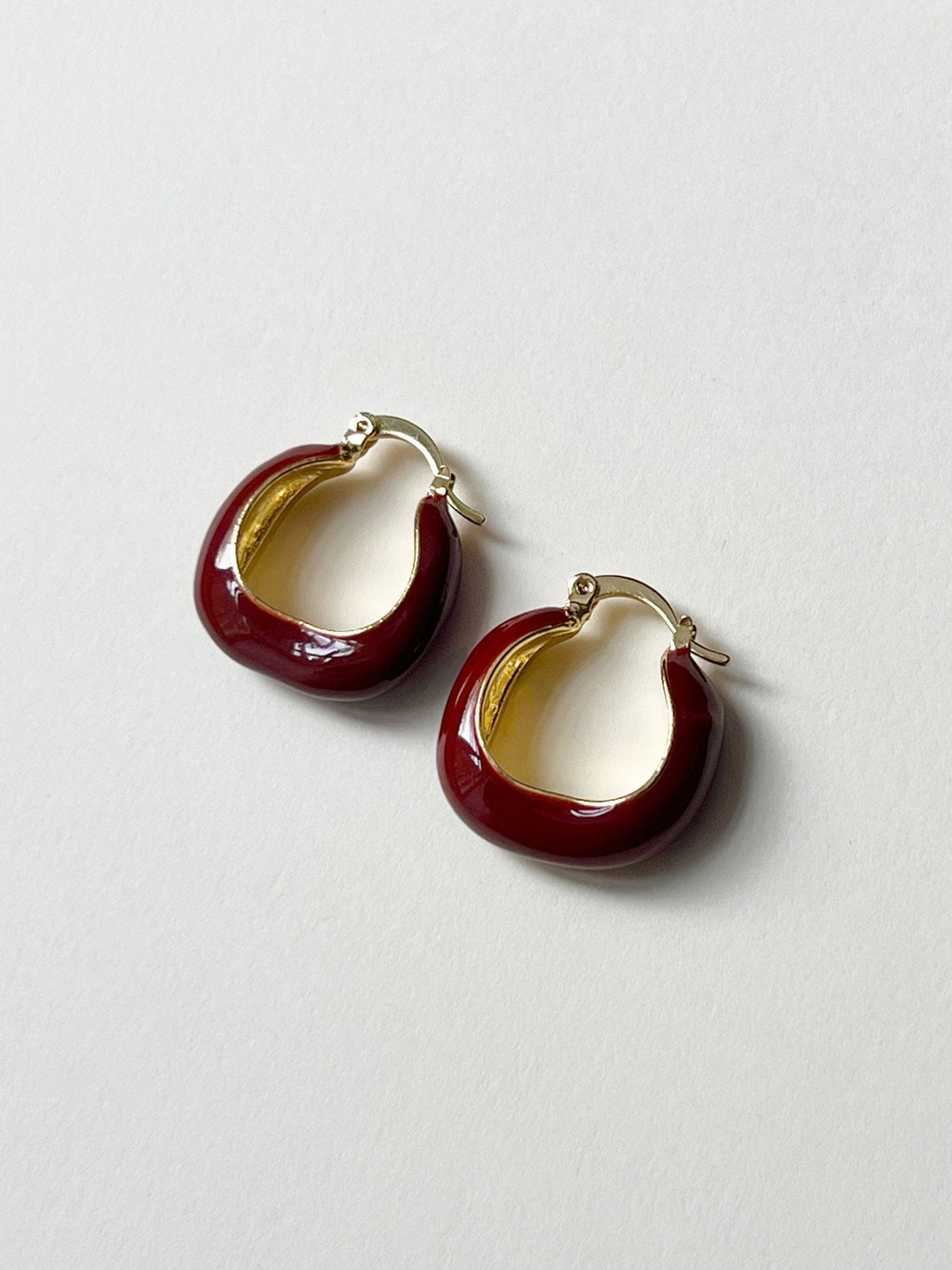 Wine Red Elegant Enamel Hoops