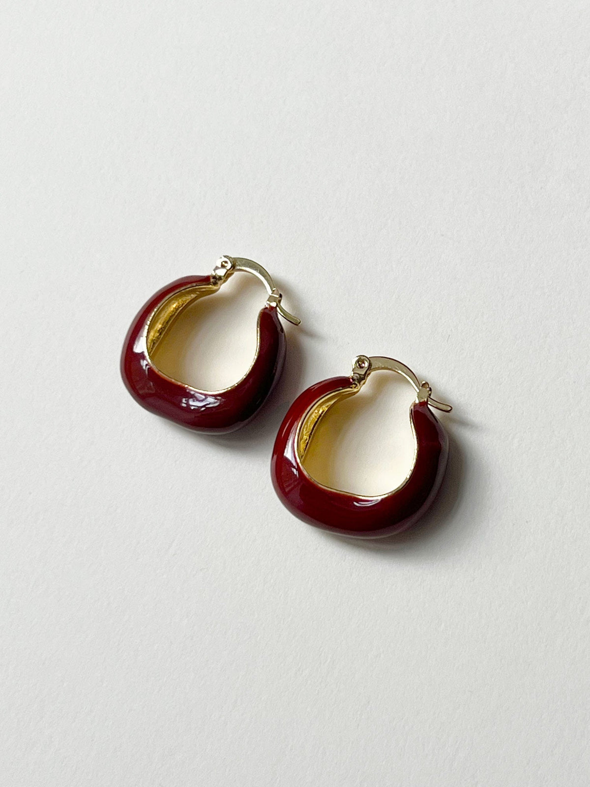 Wine Red Elegant Enamel Hoops