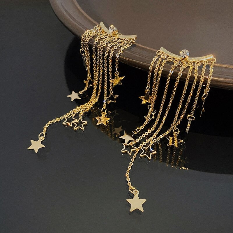 Valerie – Star Hanging Earrings with Tassels