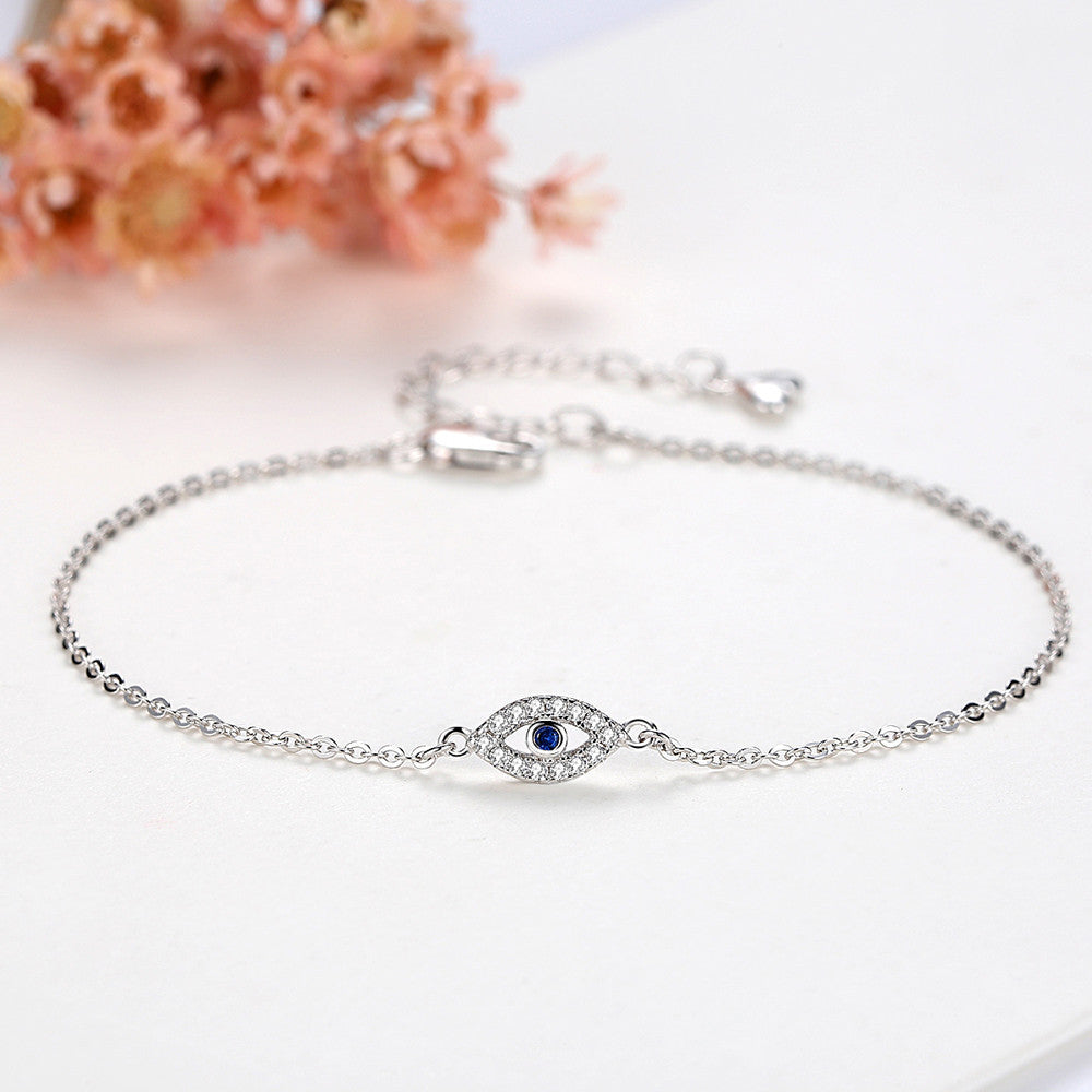 Gold Link Bracelet with Evil Eye - Evil Eye Pendant Bracelet