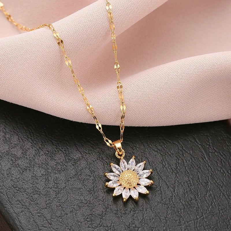 Jennie – Sunflower Necklace crafted from Crystal and Gold Plating