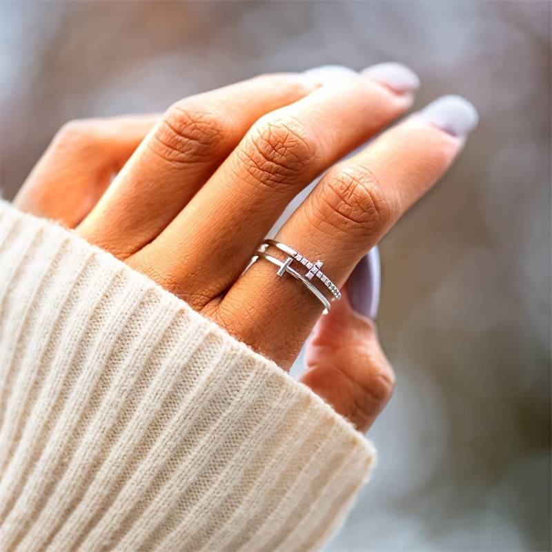 Double Bar - Elegant Cross Ring