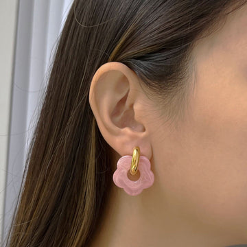 Floral Charm Pink Donut Hoops