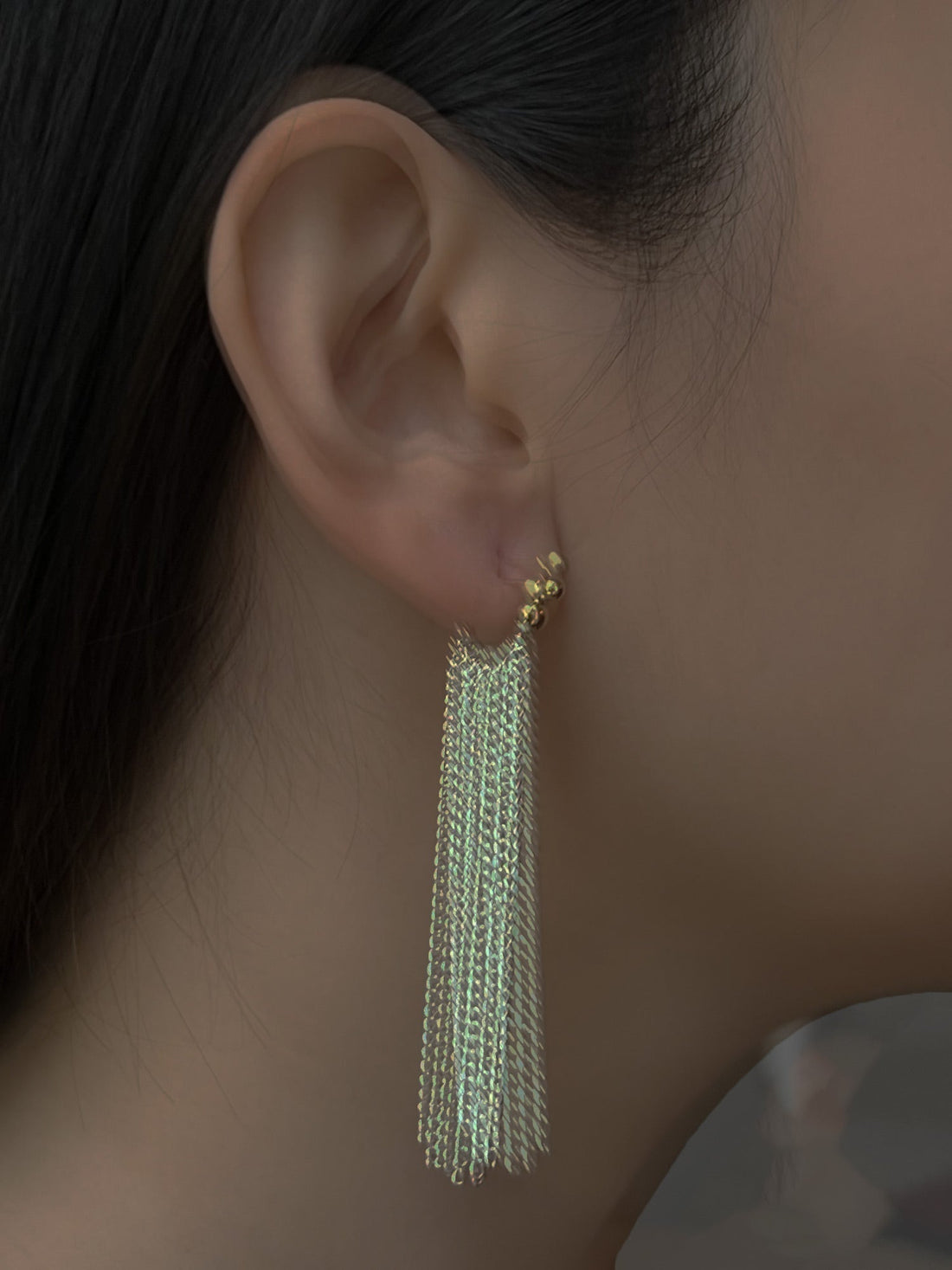 Nora - Long Swinging Silver Chain Earrings