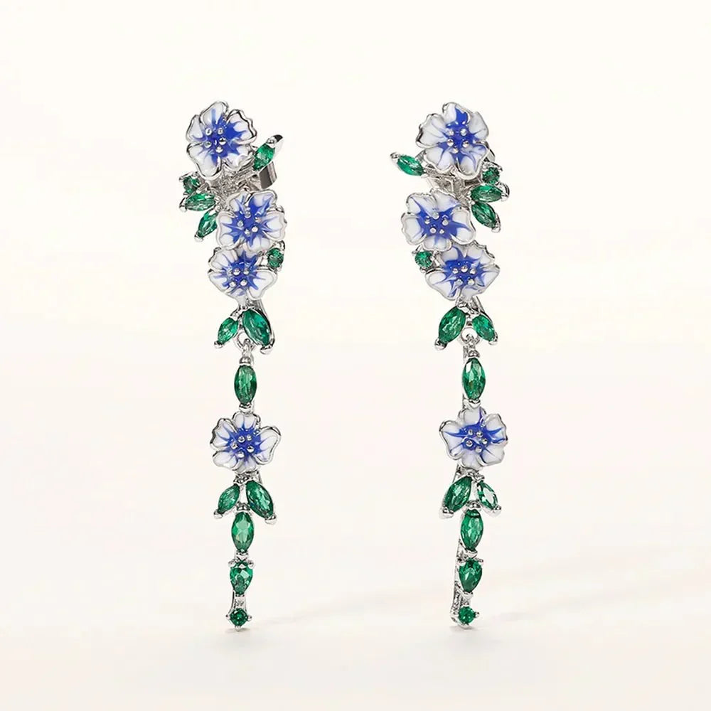 Yara – Hanging Earrings in Flower Blue