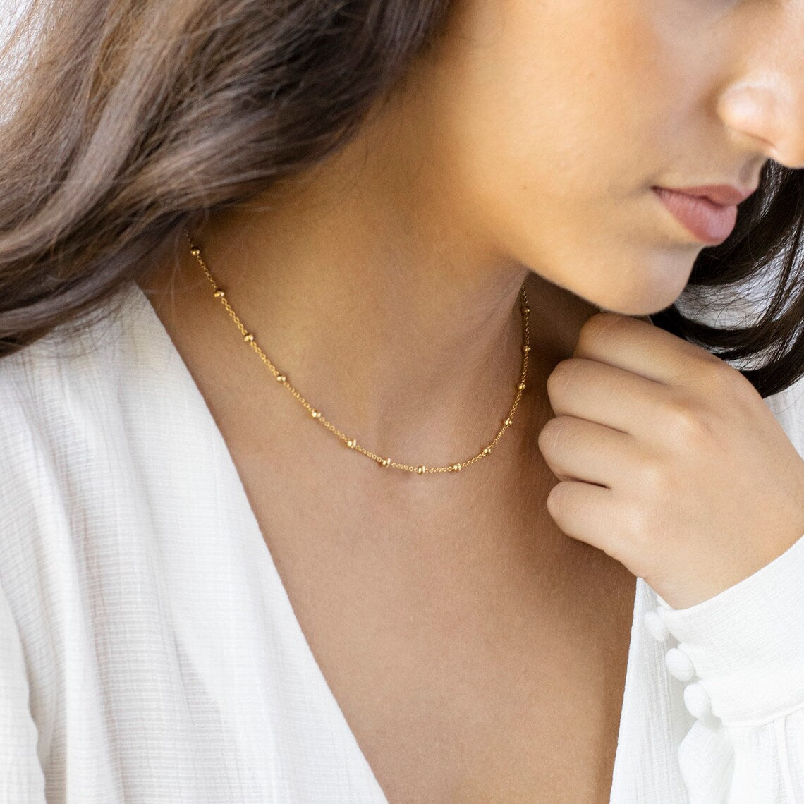 Satellite Choker Necklace - Golden Luxury Chain