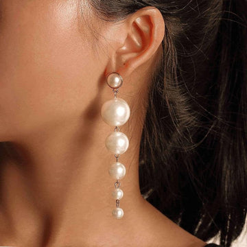 Waterfall Pearl Earrings - Long Earrings with Pearls