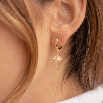 Starburst Opal Huggie Earrings - Zircon Star Jewelry