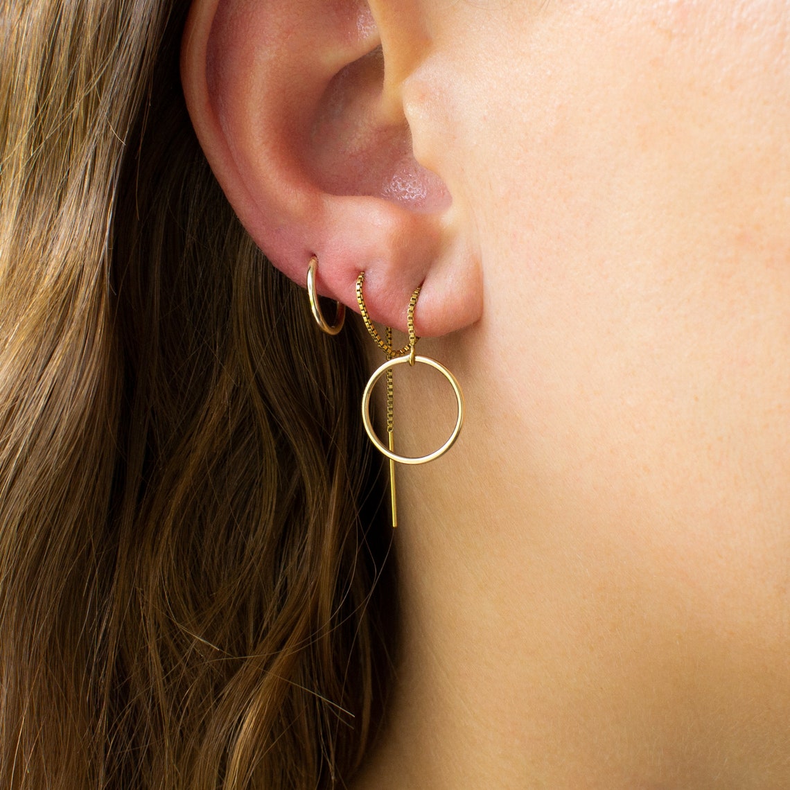 Circular Thread Earrings - Extended Dangle Earrings