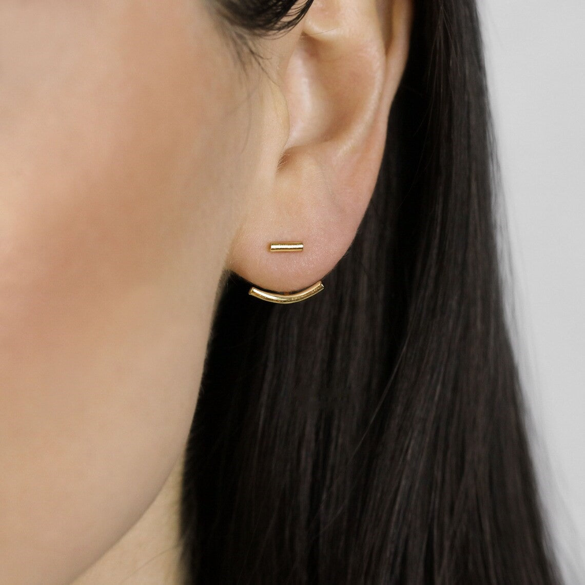 Bar Jackets Ear Lobe Hugger Earrings