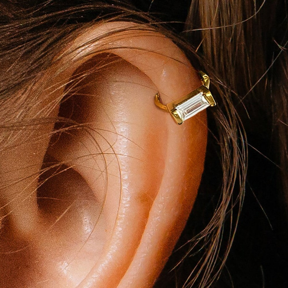 Diamond Ear Cuff - Baguette Style Earrings