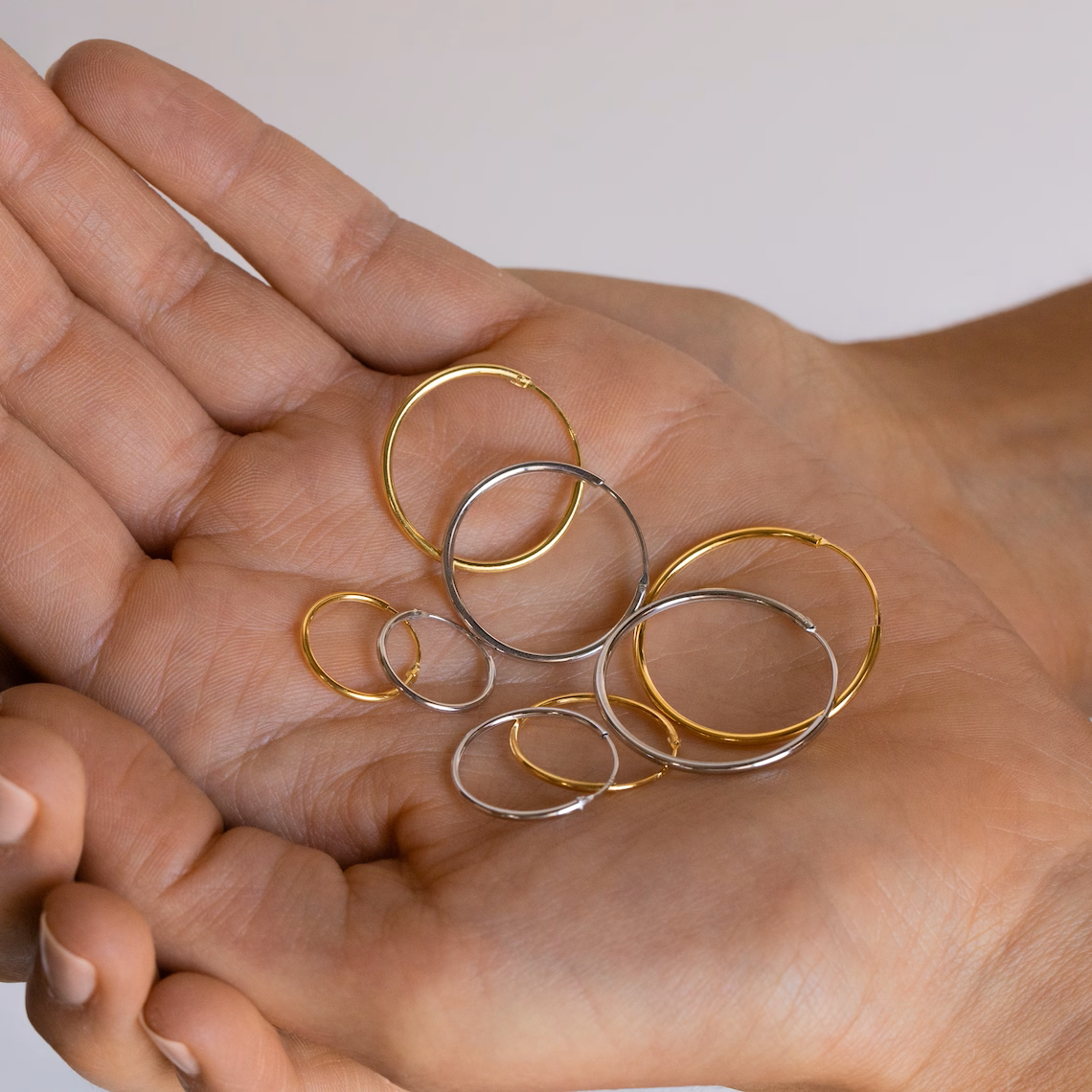 Featherlight Hoops - Gold and Silver Earring Set (4 Pieces)