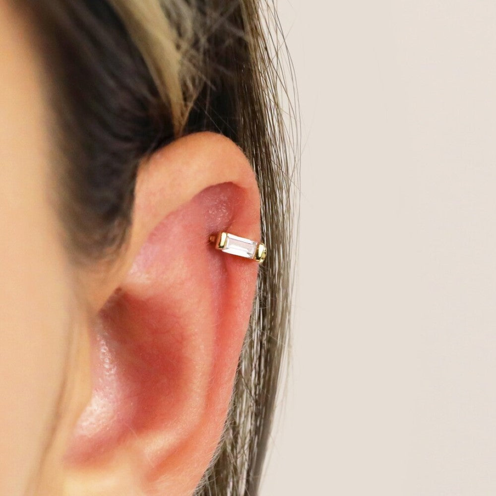 Diamond Ear Cuff - Baguette Style Earrings