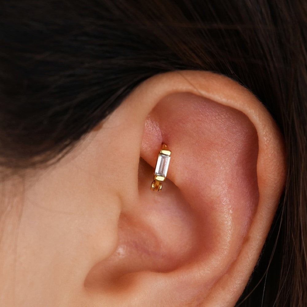 Diamond Ear Cuff - Baguette Style Earrings