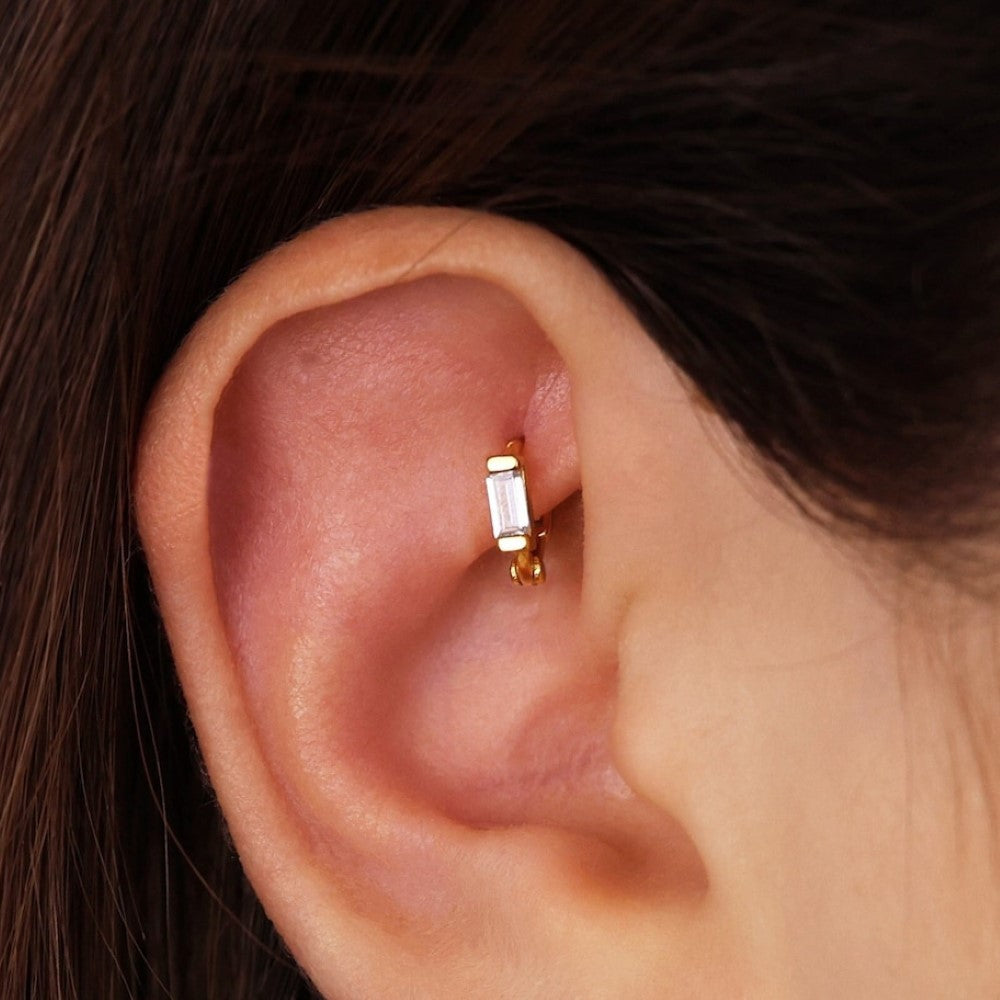 Diamond Ear Cuff - Baguette Style Earrings