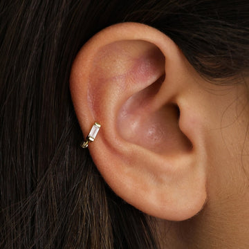 Diamond Ear Cuff - Baguette Style Earrings