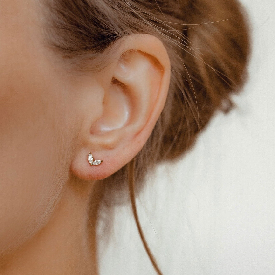 4-Piece Earring Collection - Geometric Marquise Floral Zirconia