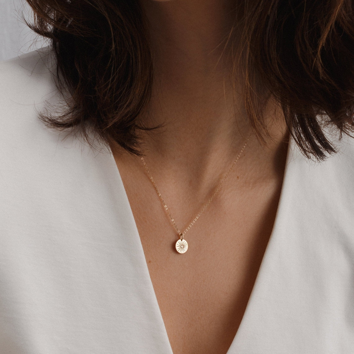 Sunbeam Necklace - Small Pendant Necklace Featuring Sun Design