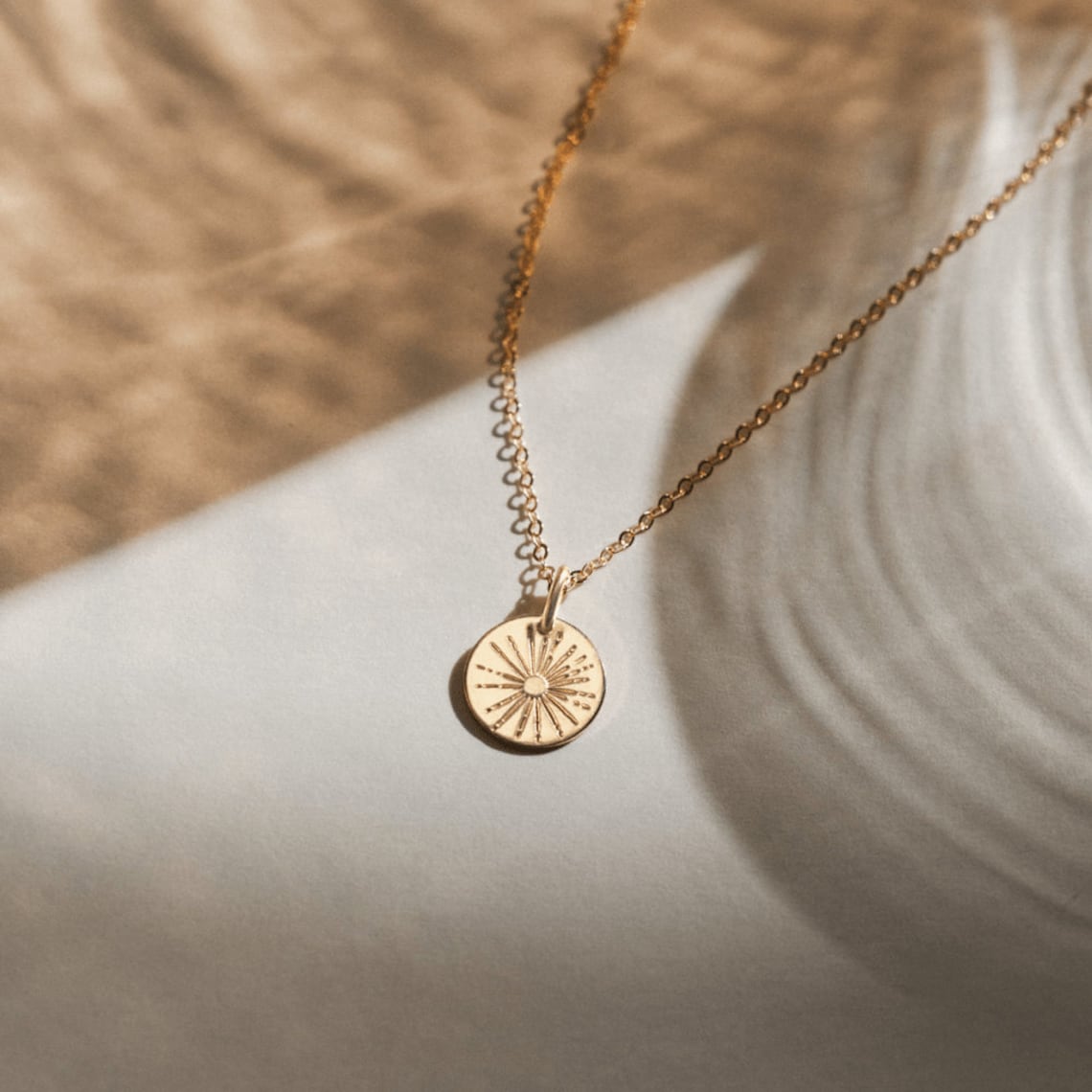 Sunbeam Necklace - Small Pendant Necklace Featuring Sun Design