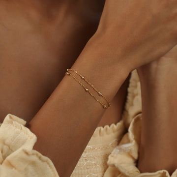 Ripple Bead Double Chain - Layered Bracelet