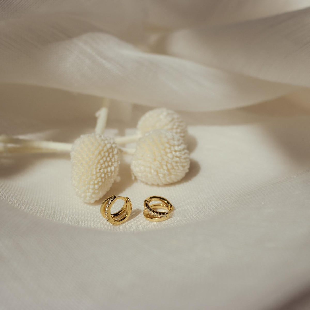 Duo Huggies - Zirconia Duo Earrings