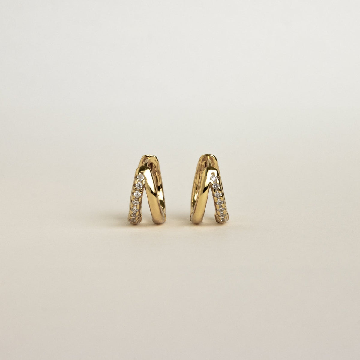 Duo Huggies - Zirconia Duo Earrings