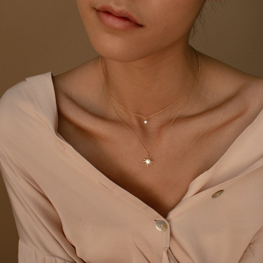 Dual-Layer Star Necklace - Starburst Duo Necklace