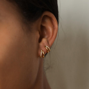 Duo Huggies - Zirconia Duo Earrings