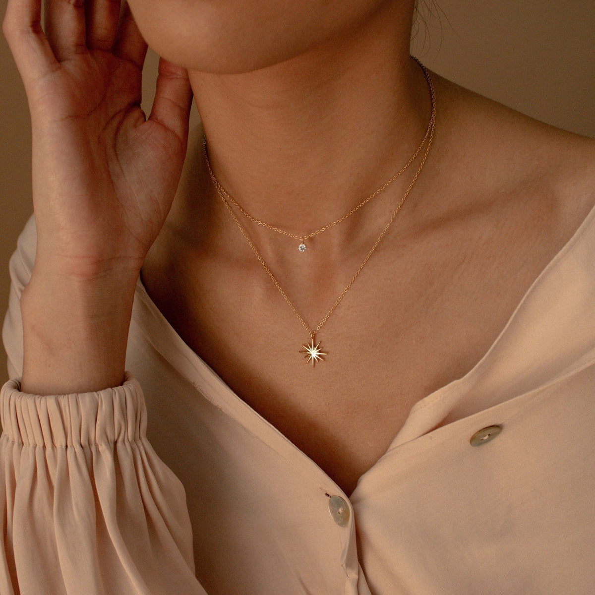 Dual-Layer Star Necklace - Starburst Duo Necklace
