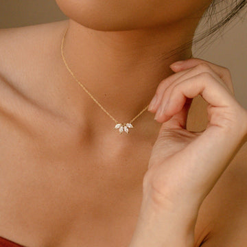 Marquise Diamond Necklace - Inset Marquise Stone