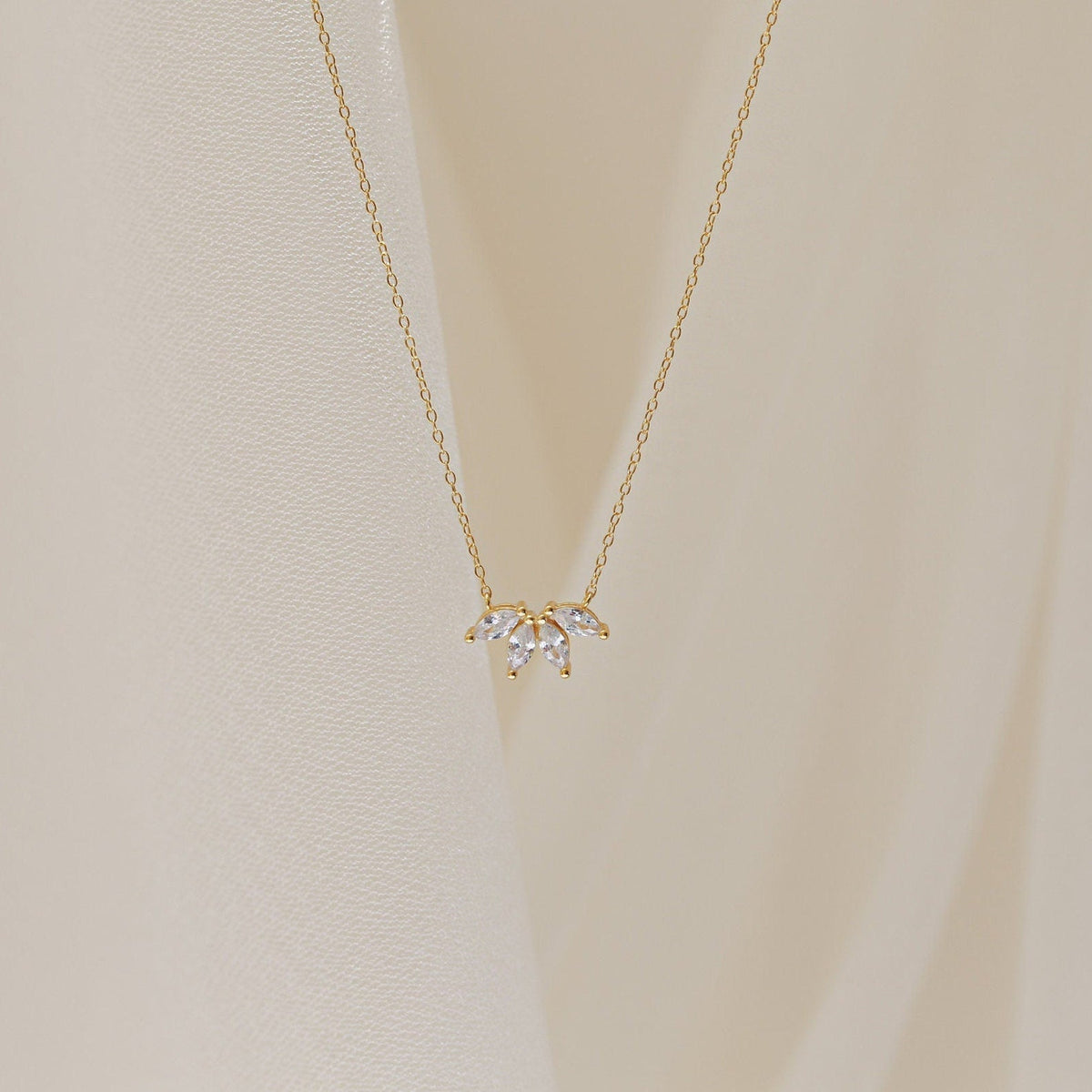 Marquise Diamond Necklace - Inset Marquise Stone