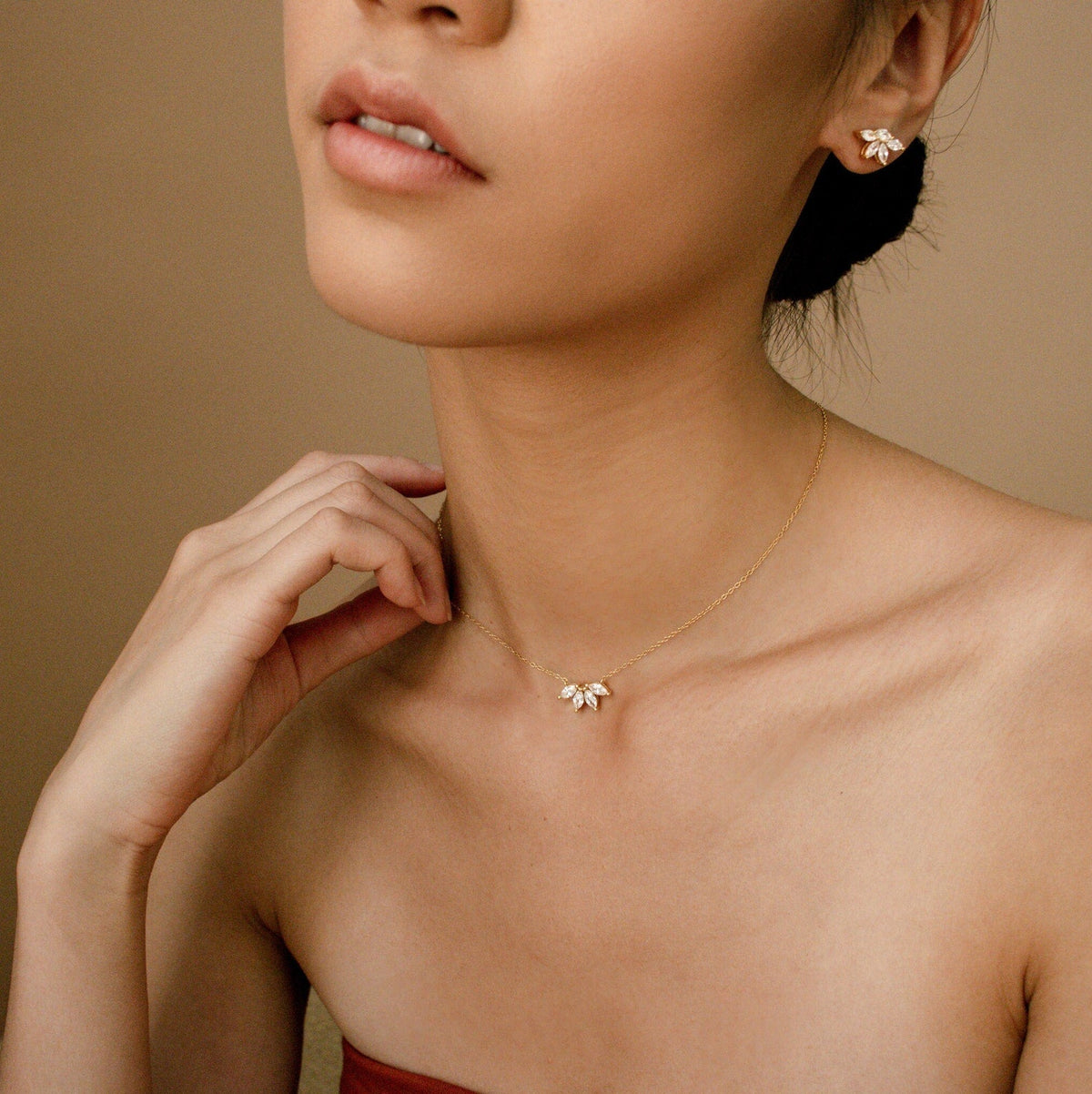 Marquise Diamond Necklace - Inset Marquise Stone