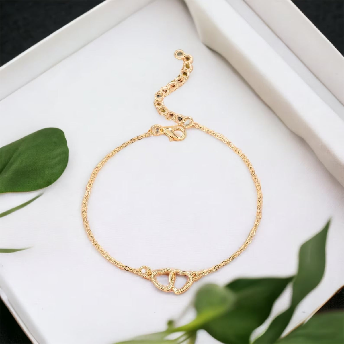 Minimalist Heart Ankle Bracelet - Heart Link Ankle Bracelet