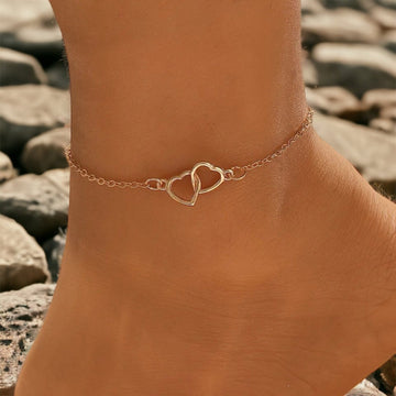 Minimalist Heart Ankle Bracelet - Heart Link Ankle Bracelet
