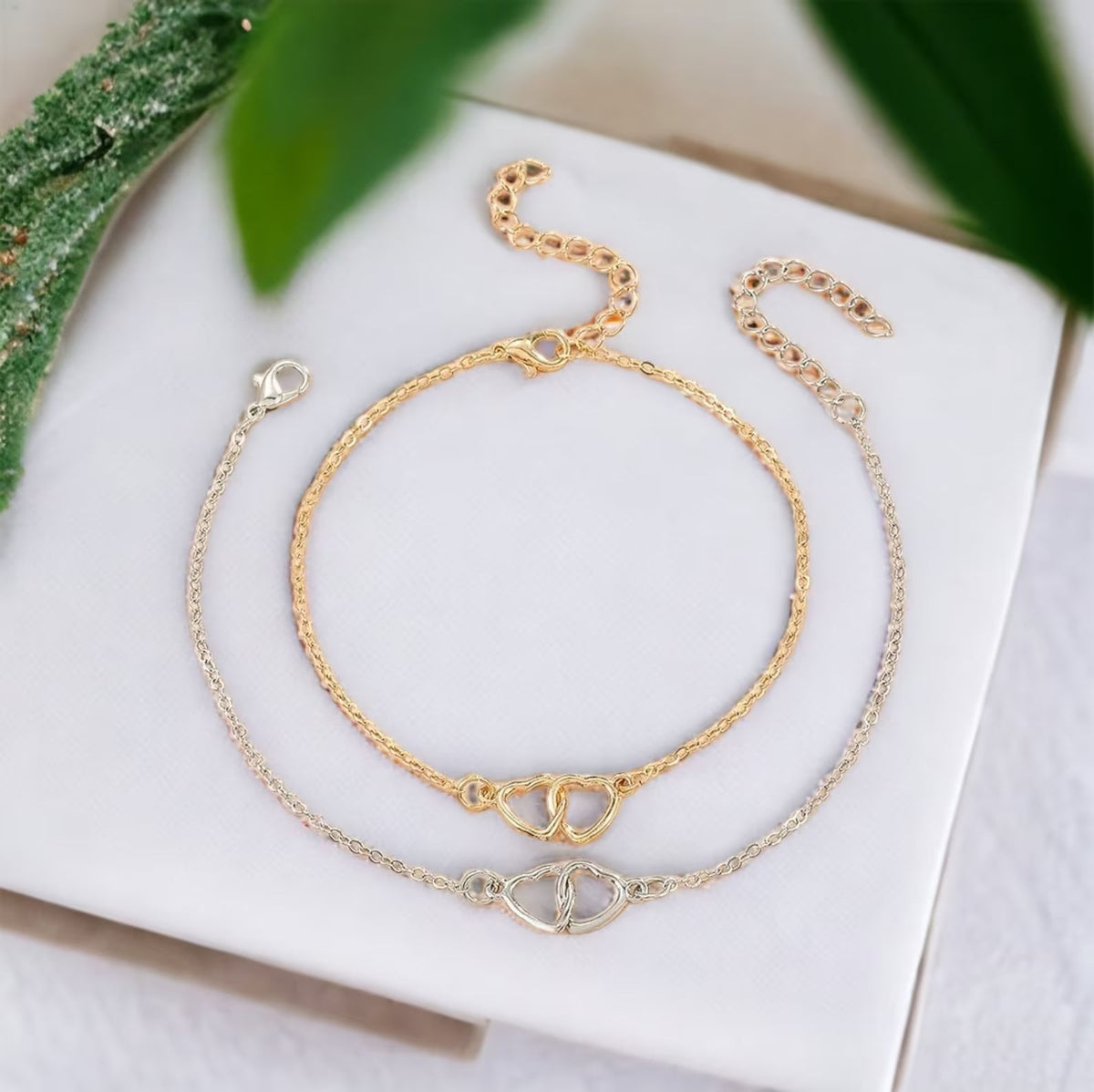 Minimalist Heart Ankle Bracelet - Heart Link Ankle Bracelet