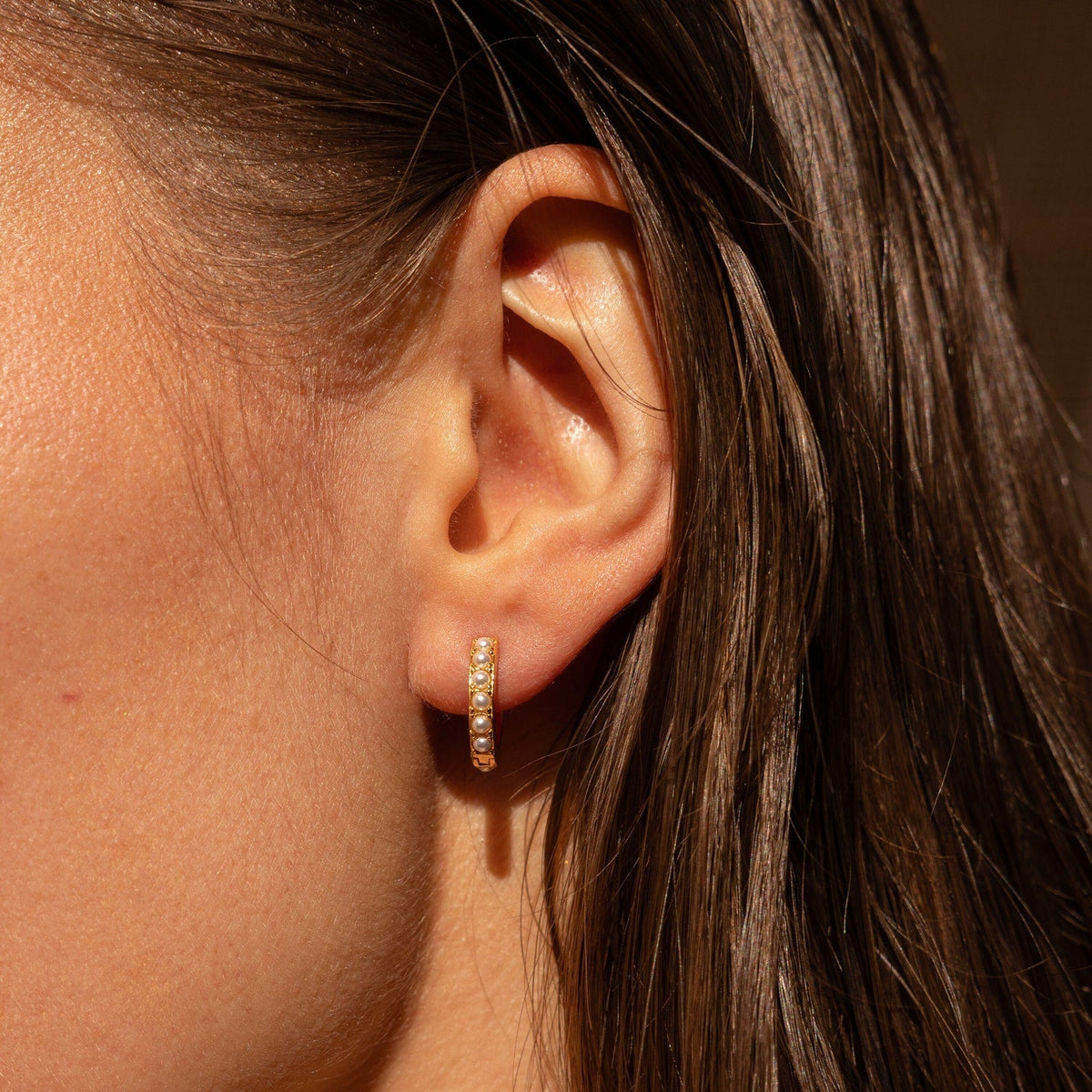 Pearl Earrings - Huggie Style with Pearls