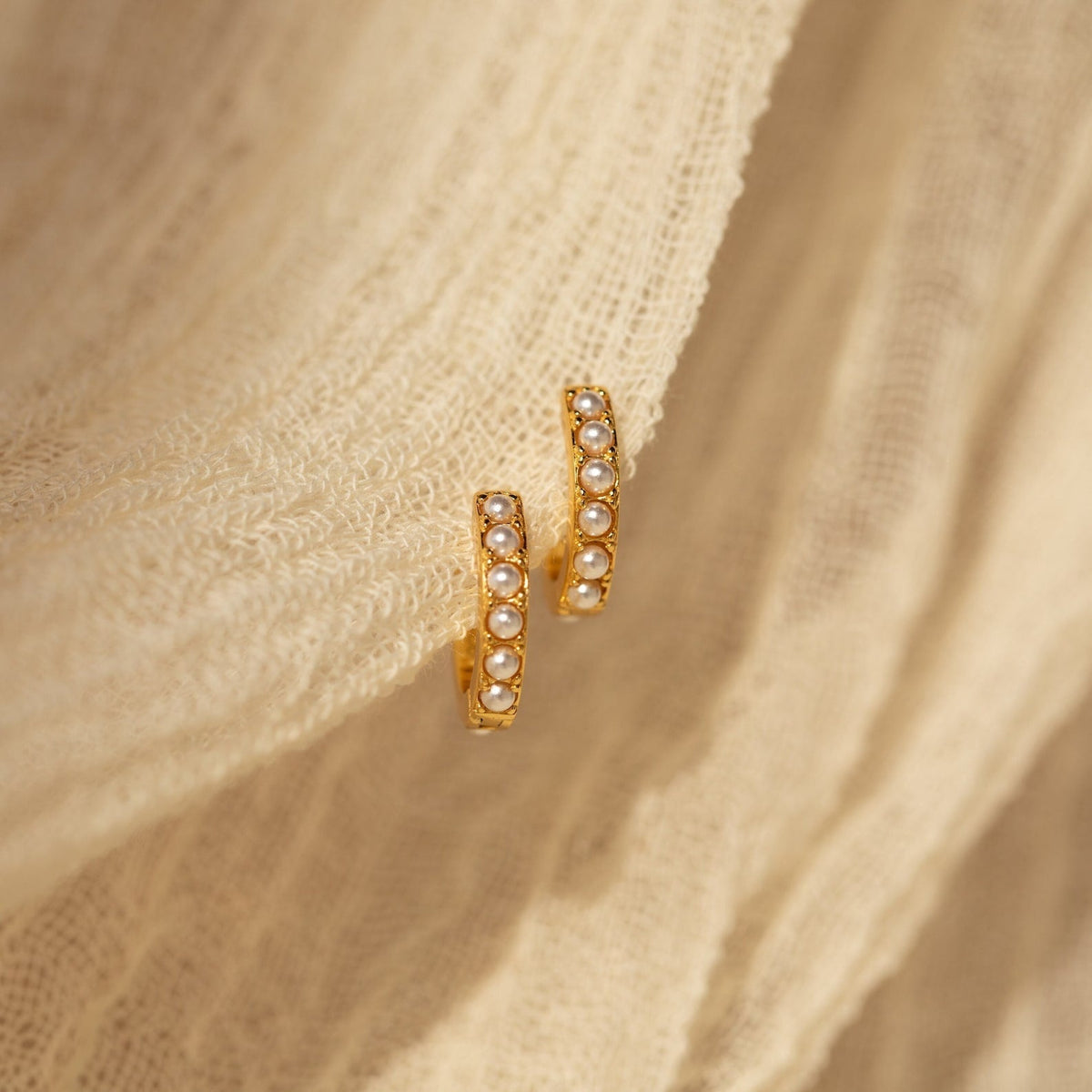 Pearl Earrings - Huggie Style with Pearls