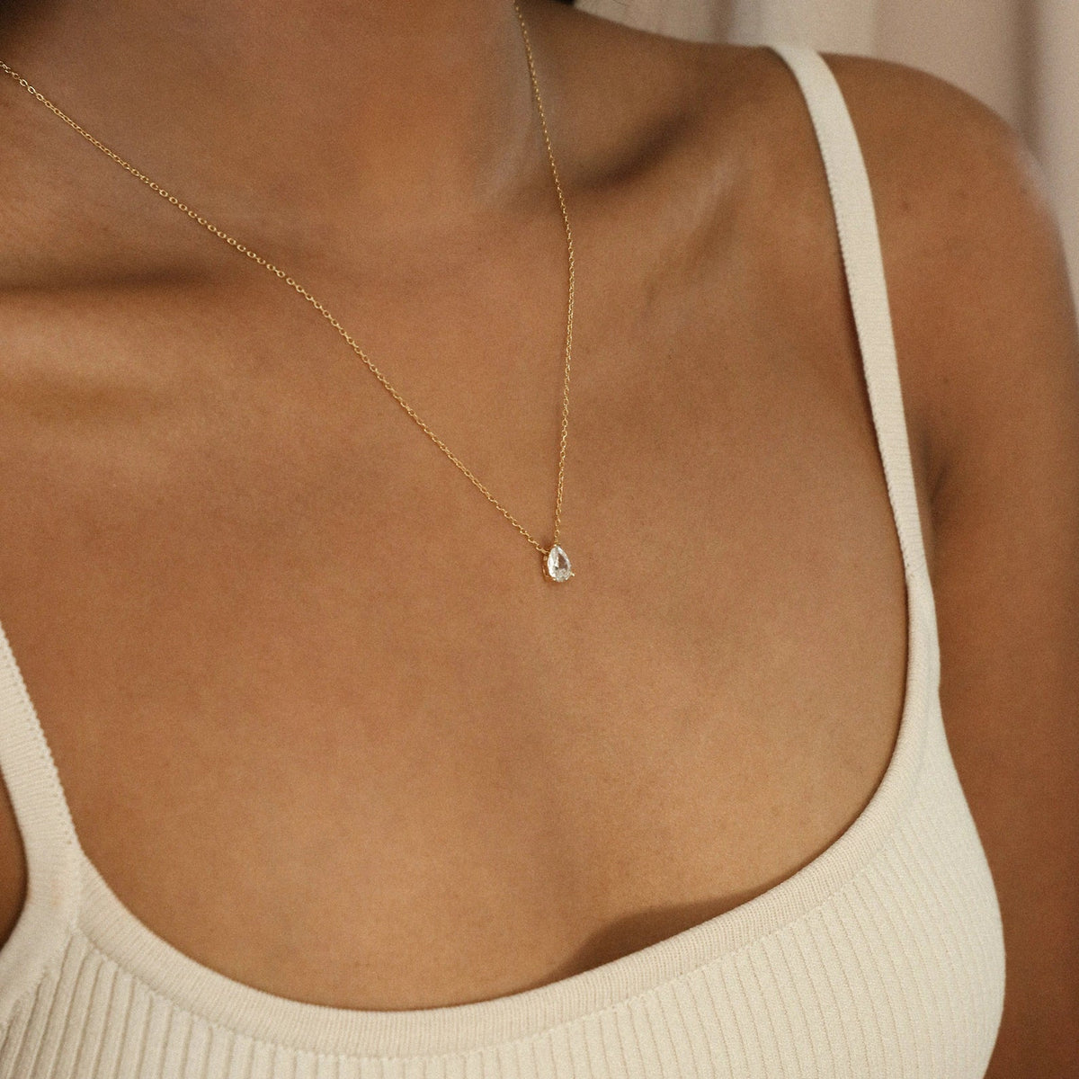 Pear Diamond - Teardrop Diamond Necklace