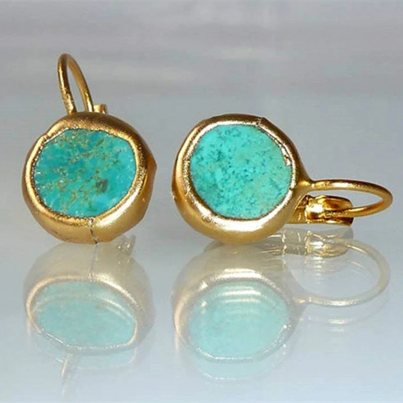 Maia – Golden Earrings Featuring Turquoise Stone