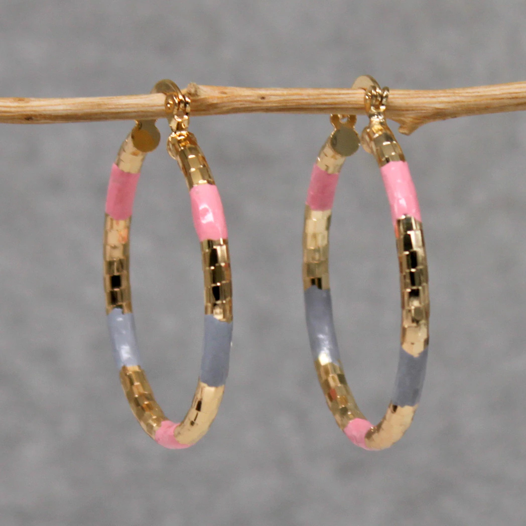 Delphine – Vintage Gold Earrings with Colors