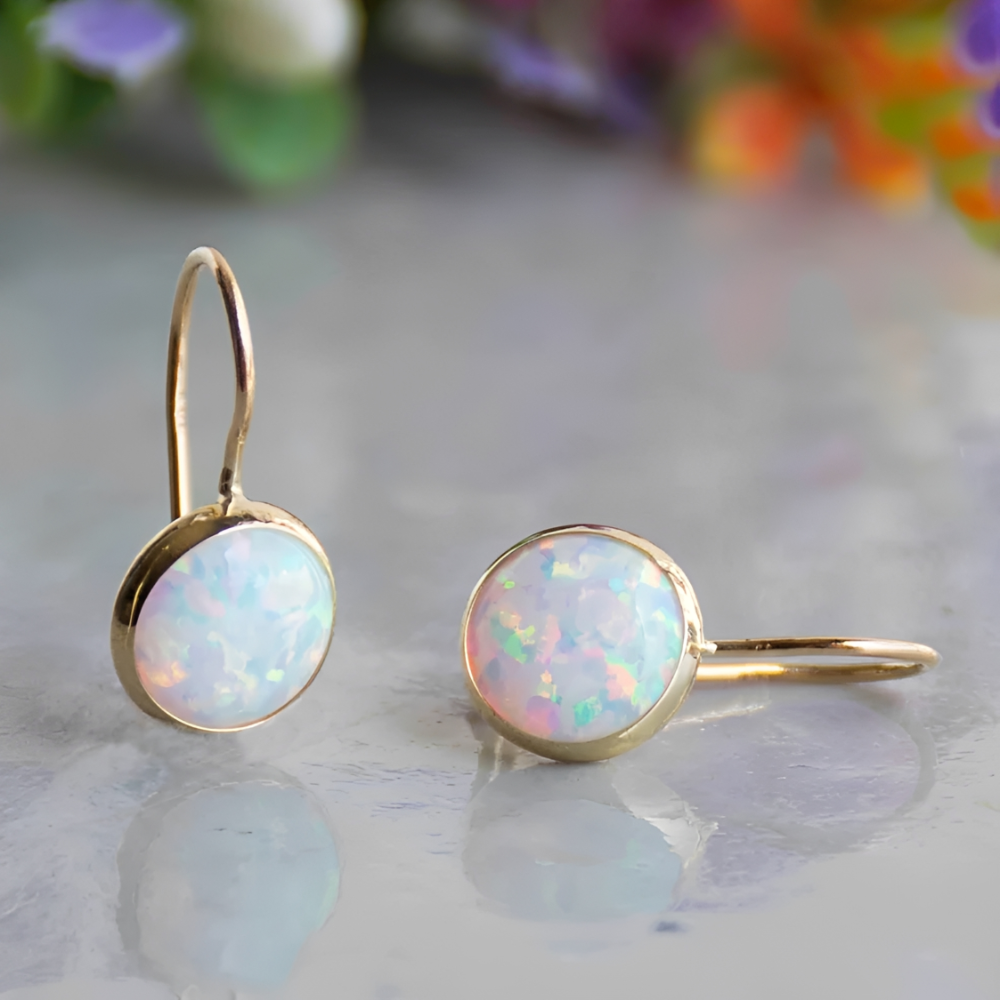 Mireya – Vintage Golden Earrings featuring Opal Stone