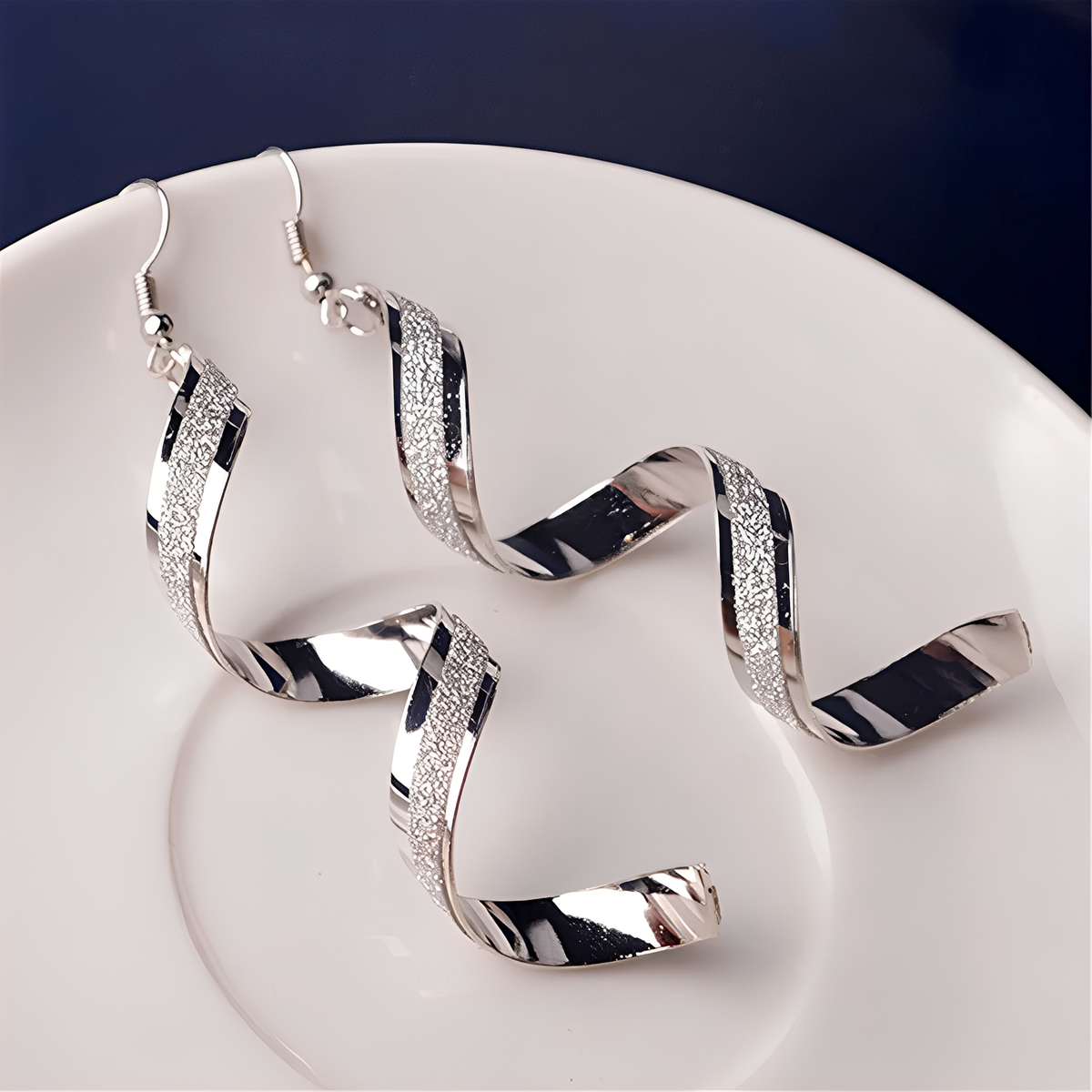 Jia – Dazzling Silver Spiral Earrings