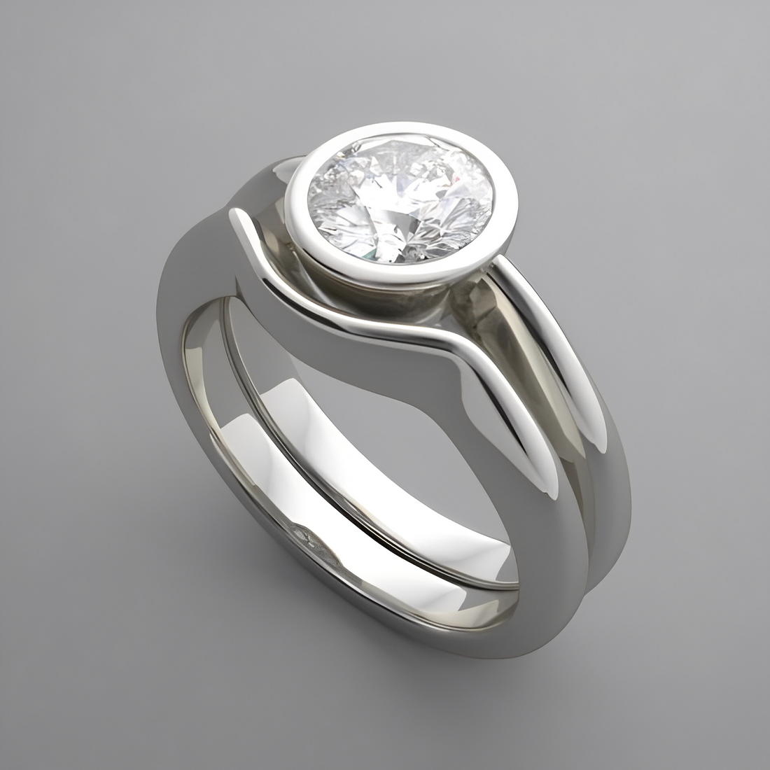 Aria – Classic Silver Ring with Round Clear Crystal