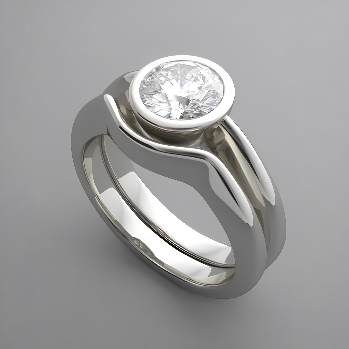 Aria – Classic Silver Ring with Round Clear Crystal