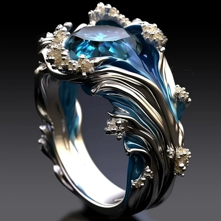 Jessa – Vintage Ocean Wave Crystal Ring