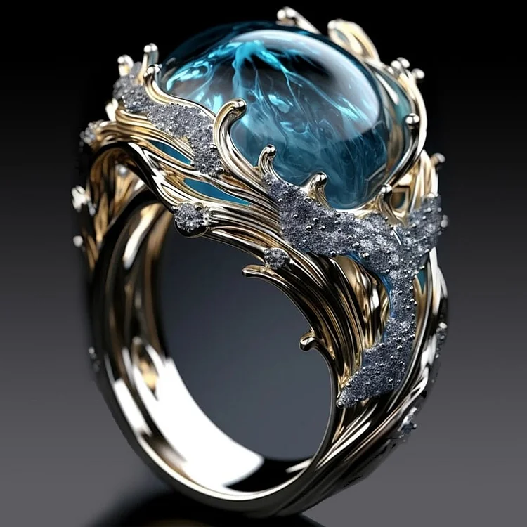 Selena – Vintage ring featuring ocean crystal