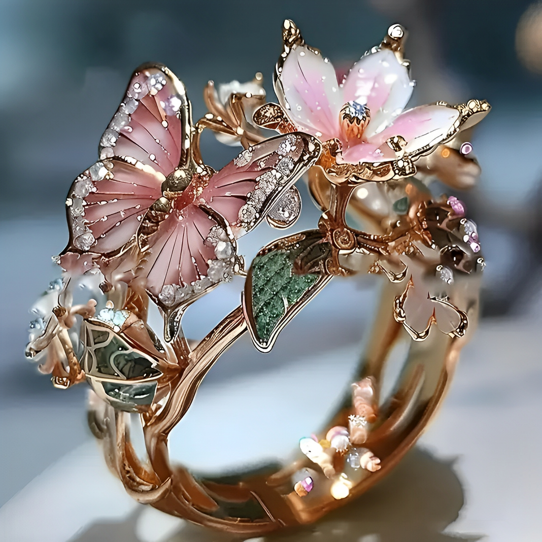 Meliora – Glittering Butterfly Ring featuring Zircon