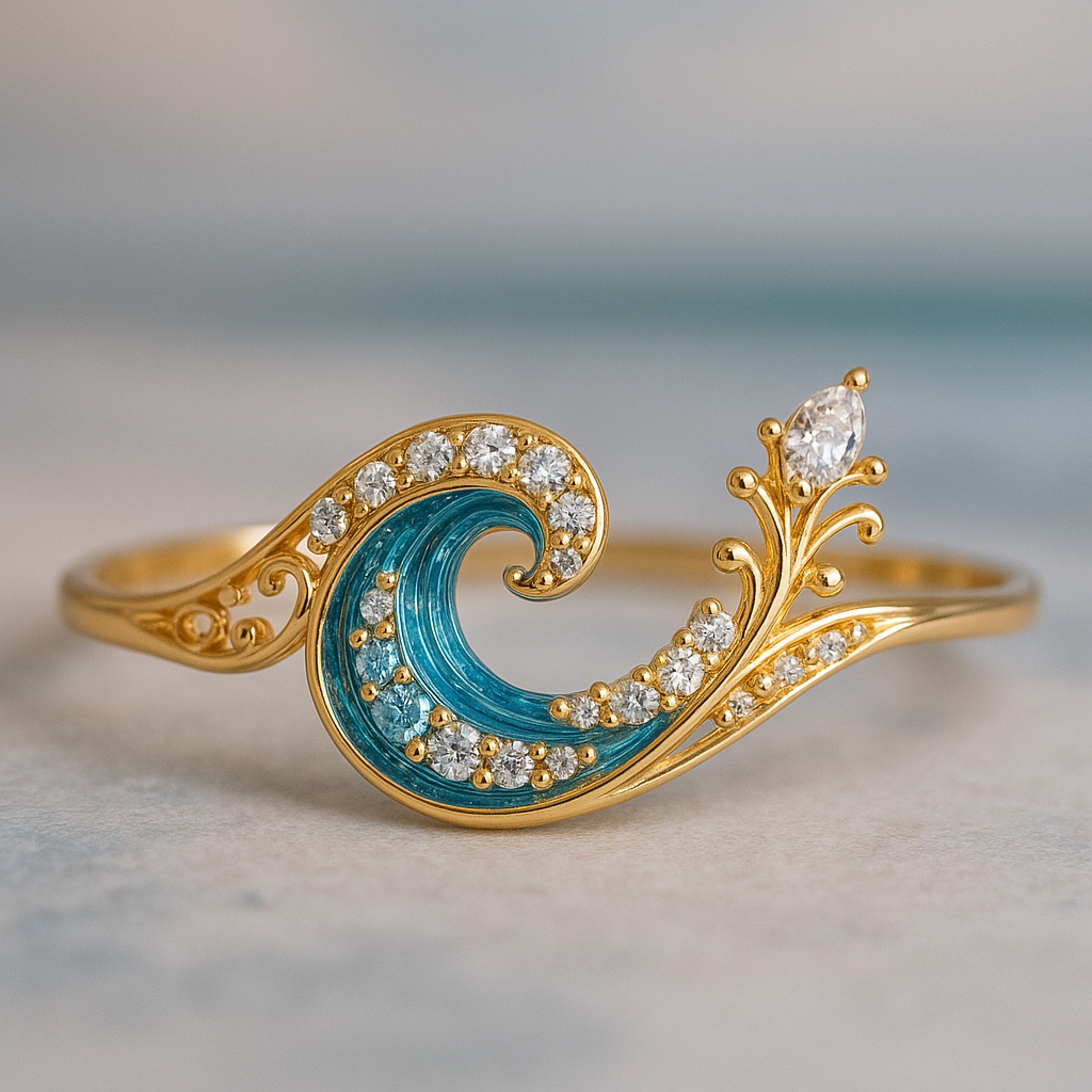 Oryll – Wave Ring with Ocean Crystal Shine